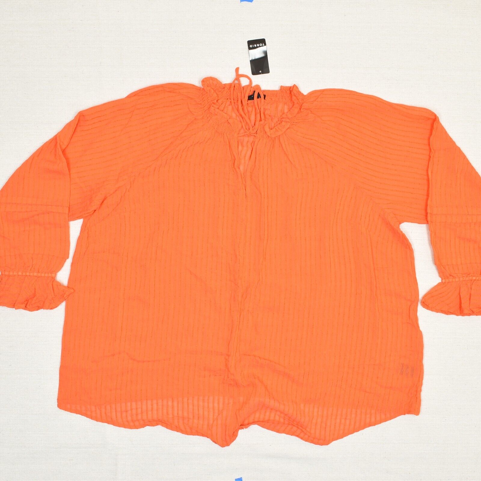 New Torrid Women Blouse Long Sleeve Solid Rayon Orange Plus Size 3 Gauze